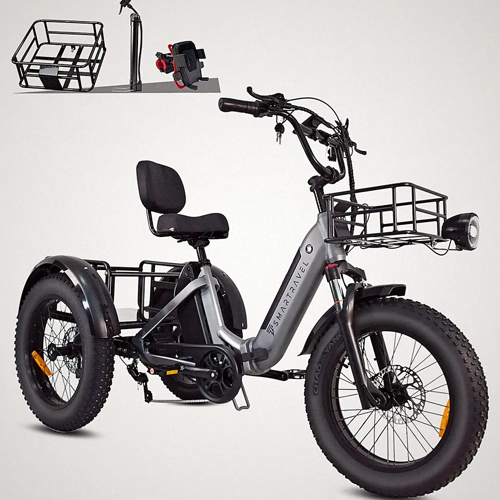 20" Electric Tricycle for Adults 1200W Peak 48V 30.5AH Folding Ebike 45Miles