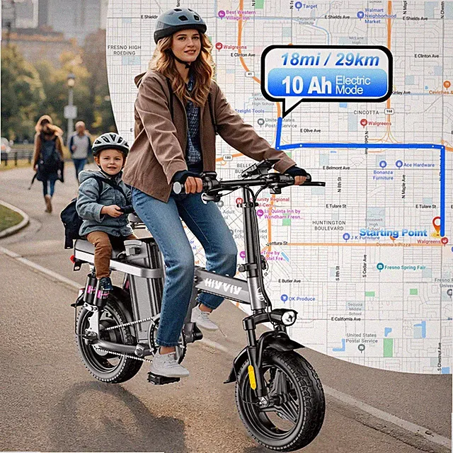 700W 48V 10AH Electric Bike Bicycle 14" Fat Tire EBike Commuter for Adults Teens