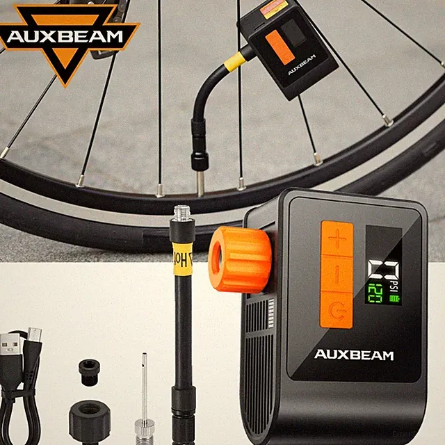 AUXBEAM Bike Mini Electric Air Pump Portable 120PSI Bicycle Tire Inflator Newest
