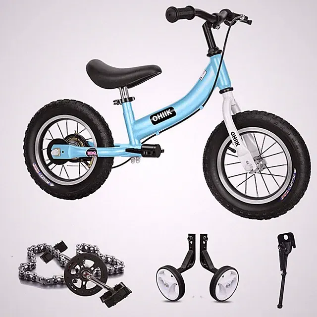Balance Bike 2 in Blue 2 in 1 Pedal Kit Training Wheels Brakes OHIIK Kids