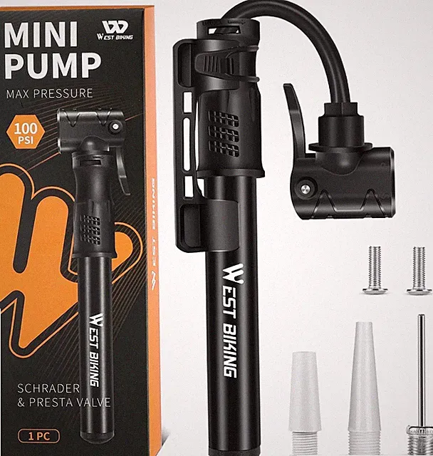 Bicycle Pump Mini Bike Pump - Aluminum Alloy Cycle Pump for Presta & Schrader Va
