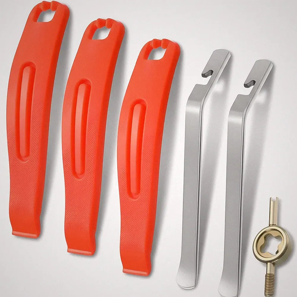 Bicycle Tire Levers Standard Wheel Removal Repair Tool Kit Orange And Silver