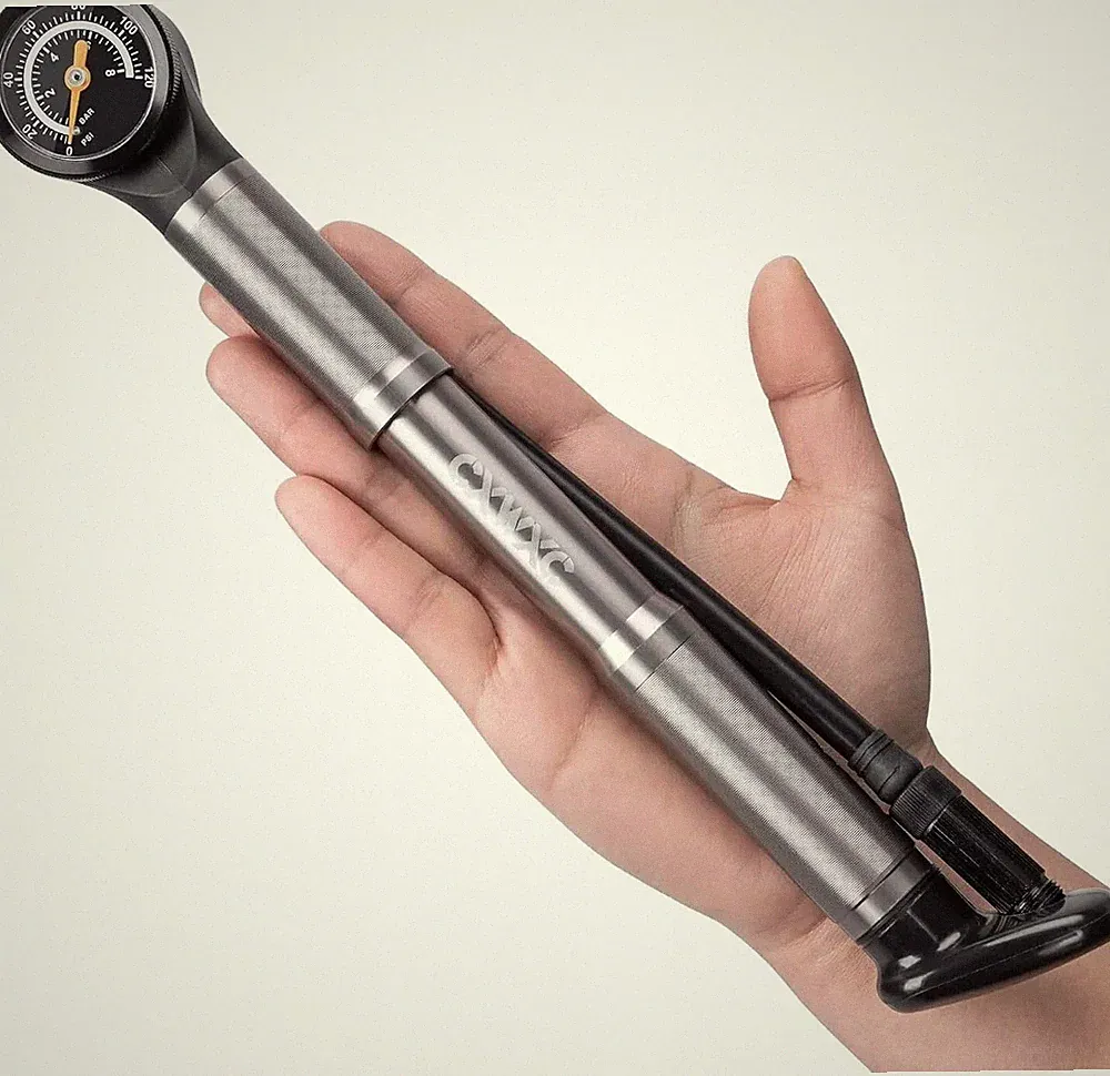 Bike Pump Portable- Mini Bicycle Pump with Pressure Gauge Fits Presta and