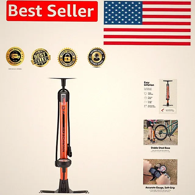 Dual Valve Floor Pump - Powerful Inflation Up to 120 PSI, Lightweight Design