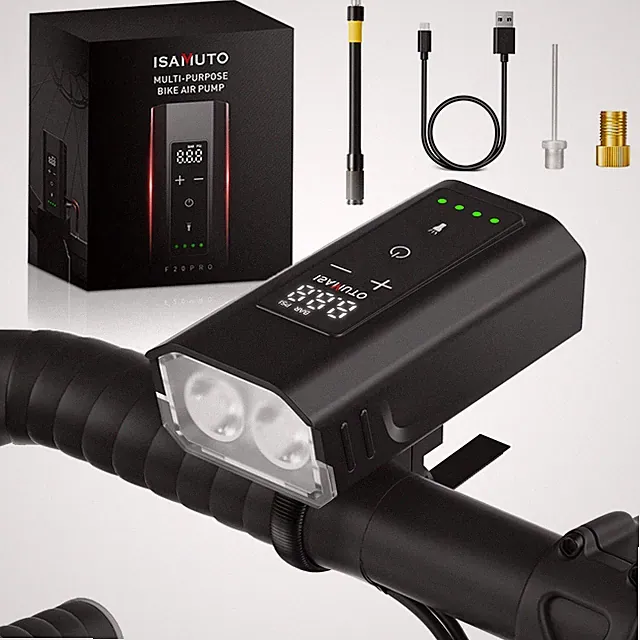 ISAMUTO Mini Bike Air Pump 150PSI Fast Inflate Pump Portable 2400LM Bike Light