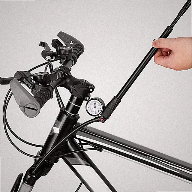 Portable Hand Pump for Mountain Bikes Inflates Tires Up to 300 PSI with Ease