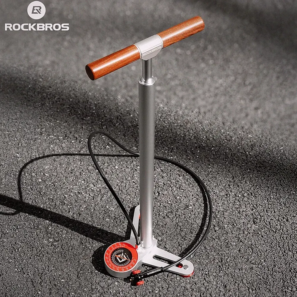ROCKBROS Air Pump Inflator Fits Schrader Presta Bike Floor Pump w/Gauge 240PSI