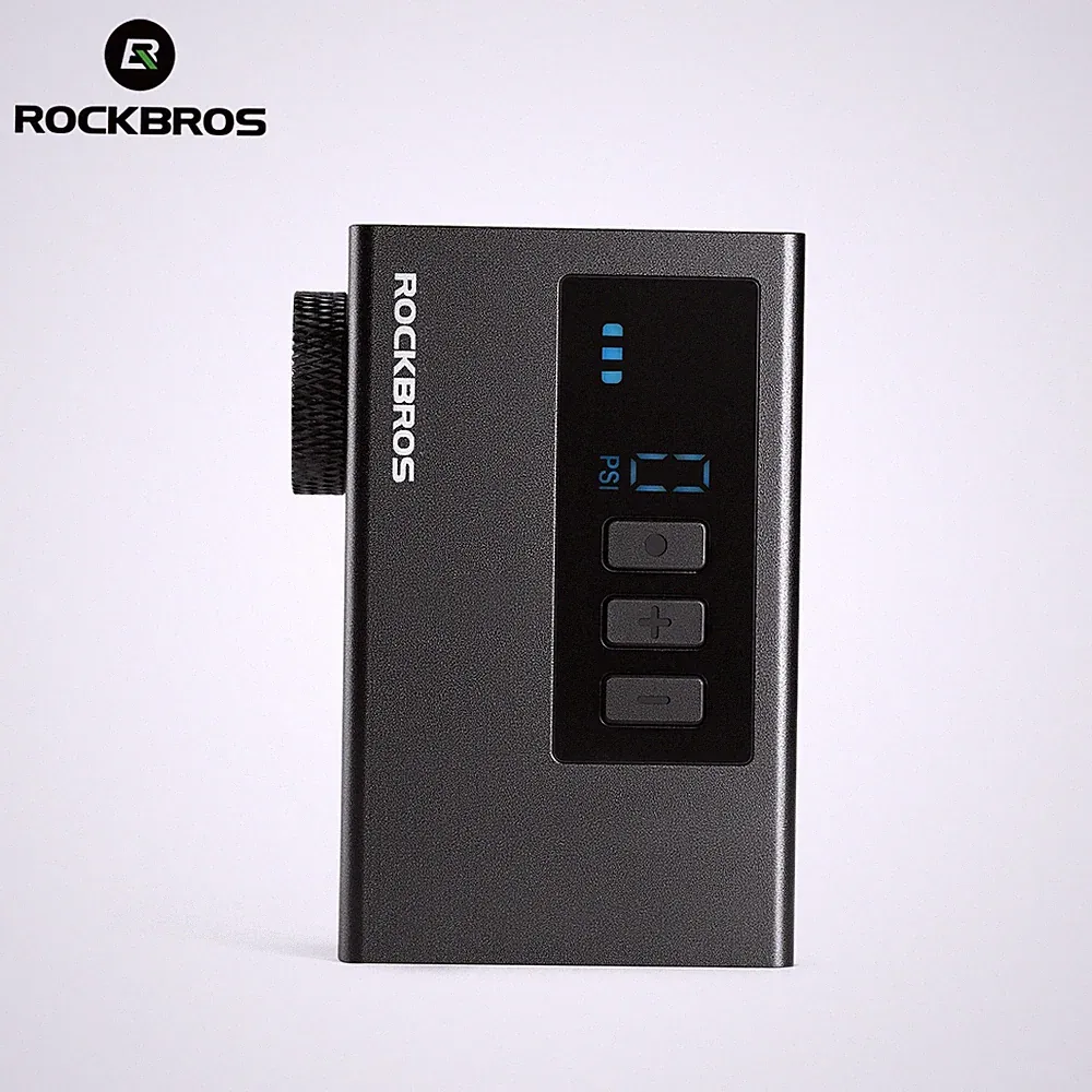 ROCKBROS Mini Bike Pump 120PSI Electric Bicycle Tire Pump with Gauge Auto Stop